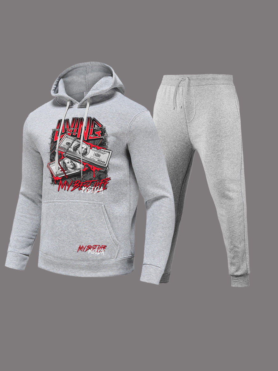 Herren Sportset Hoodie Jogginghose Mit Grafikdruck