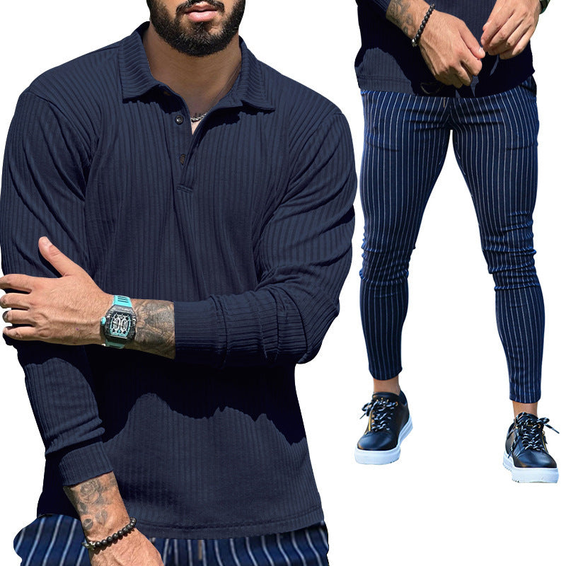 Herren Langarmshirt Sportlich Modern Strukturiert
