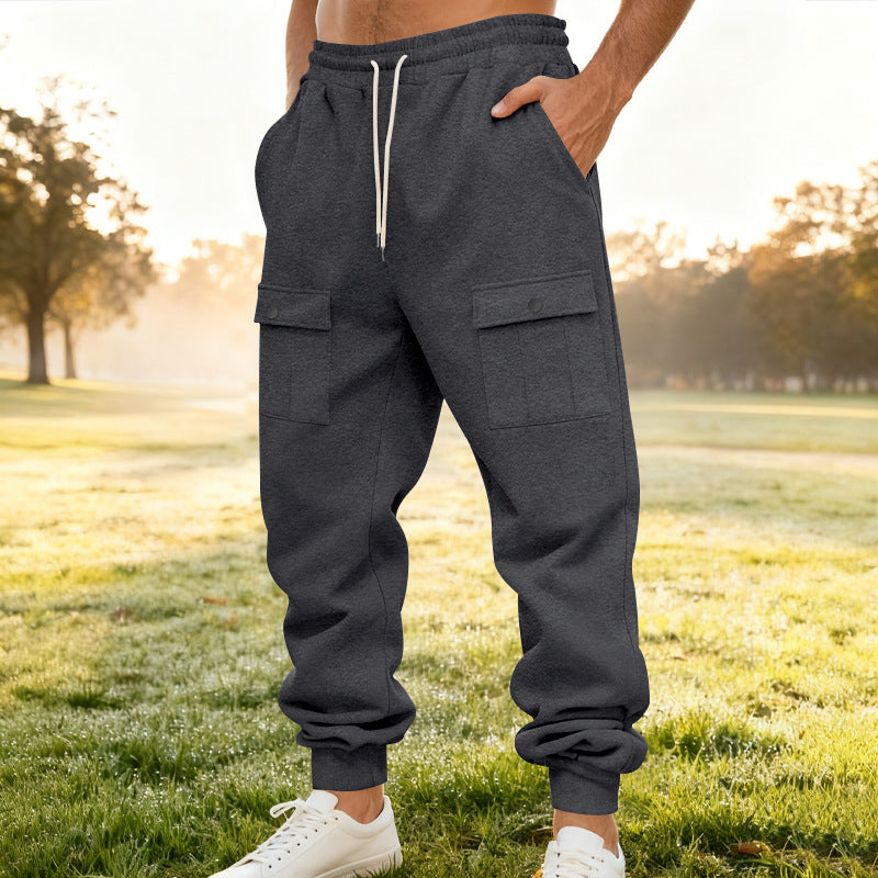 Herren Jogginghose Cargo Bequem Elastisch Funktionale Taschen