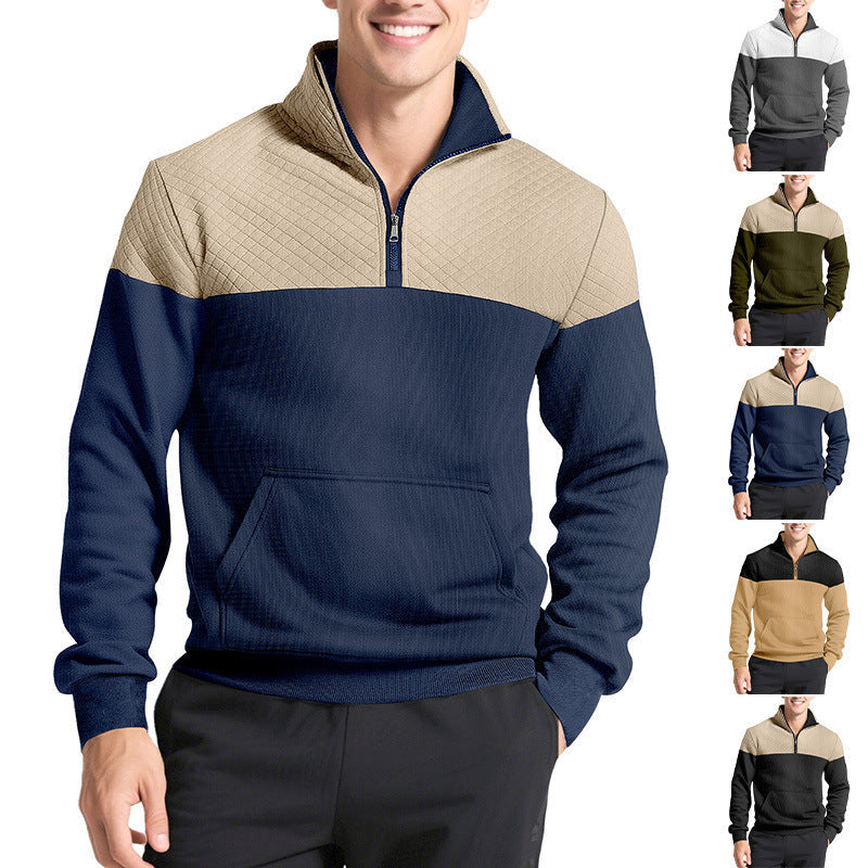 Herren Fleece Pullover Stehkragen Modern Trendy - BerlinGlamour