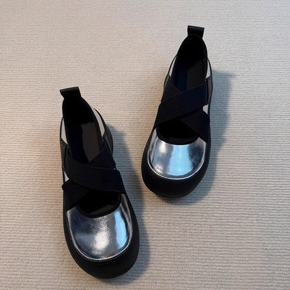 Damen Ballerinas Komfort Sohle Elastisch Weich