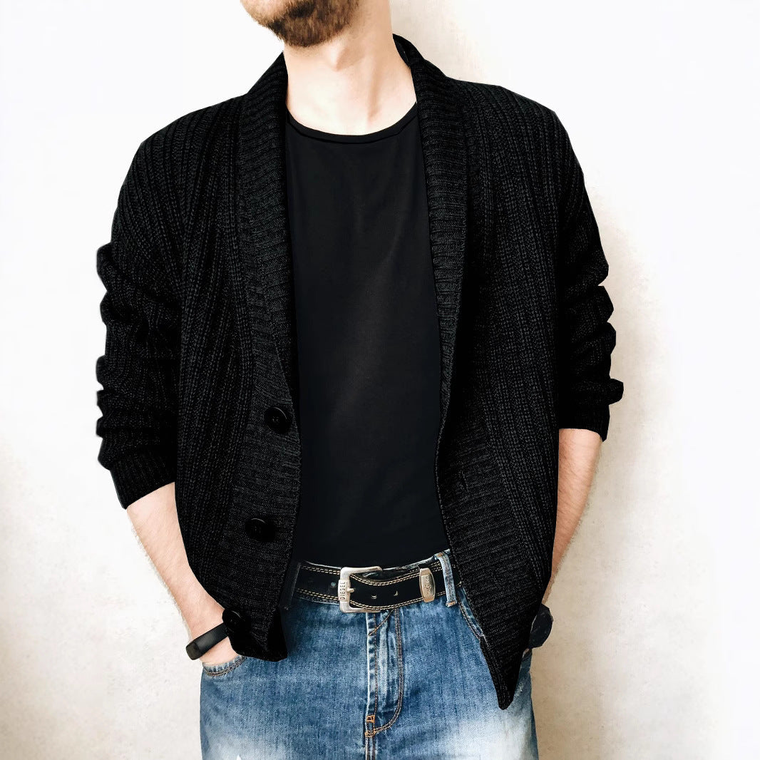 Herren Strickjacke Modern Großer Kragen Elegant