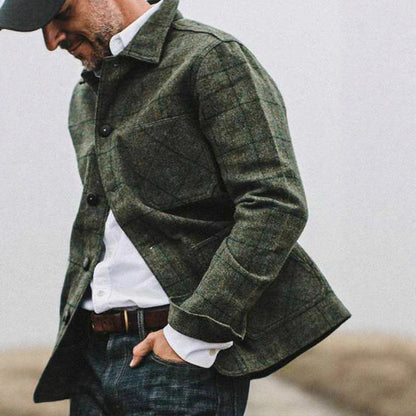 Herren Wolljacke Elegante Karo Zeitlos Modern