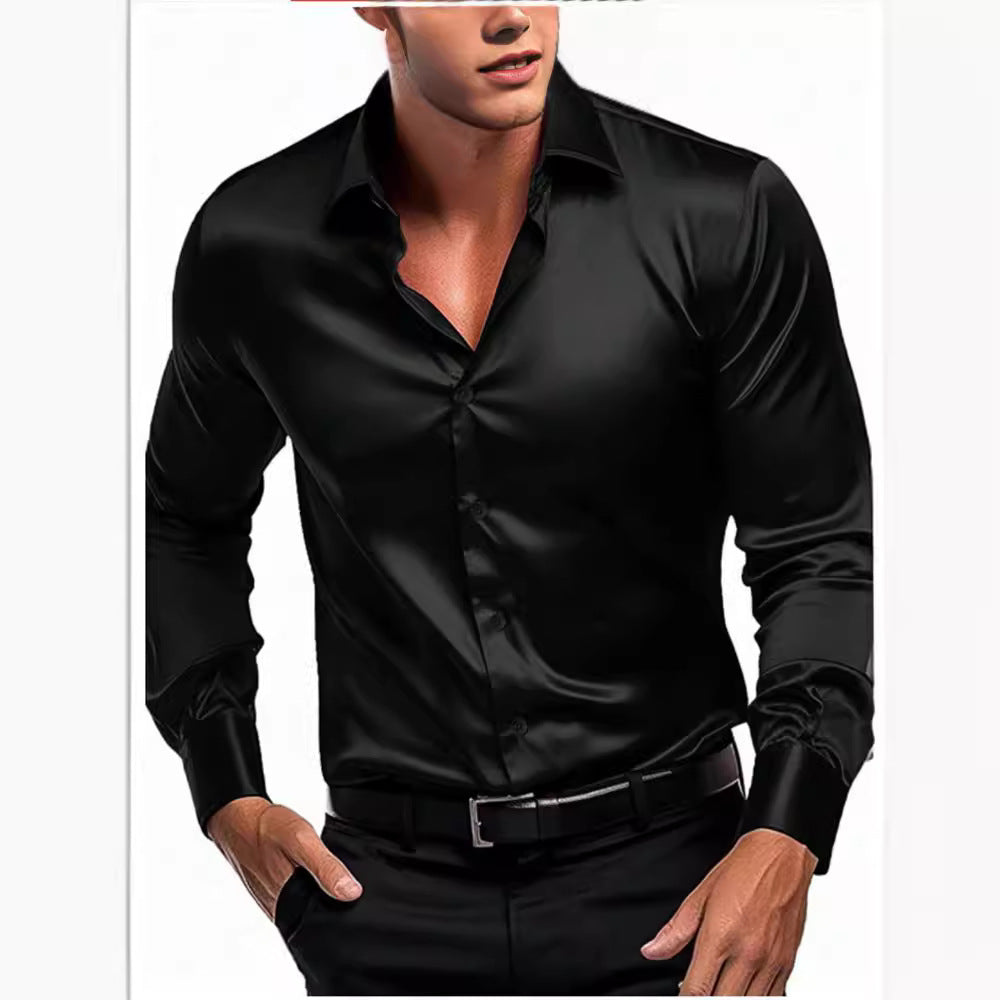 Herren Hemd Seiden-Glatt Elegantes Business-Hemd