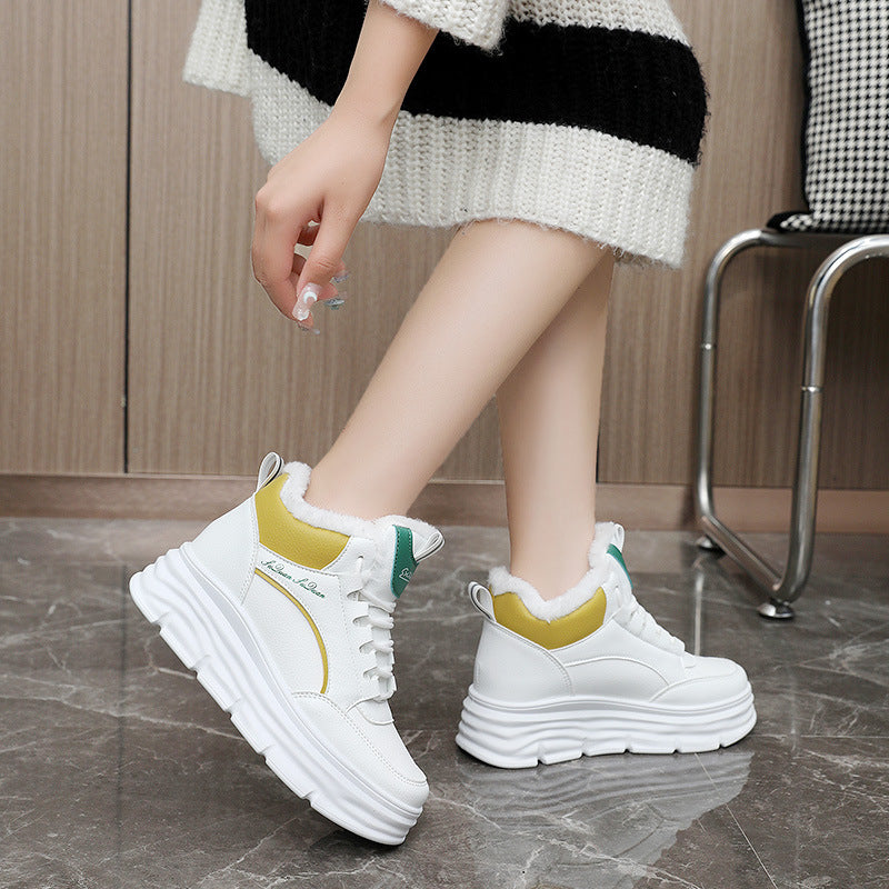 Damen Winter Sneaker Hoch Rutschfest Elastisch Schwarz