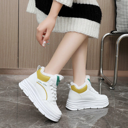 Damen Winter Sneaker Hoch Rutschfest Elastisch Schwarz
