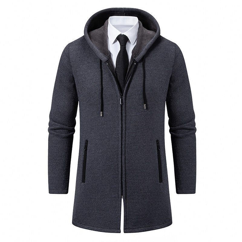 Herren Parka Jacke Mit Kapuze Reißverschluss Elegant