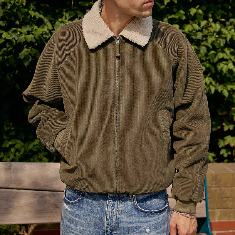 Herren Cordjacke Mit Abnehmbarem Kragen Modern