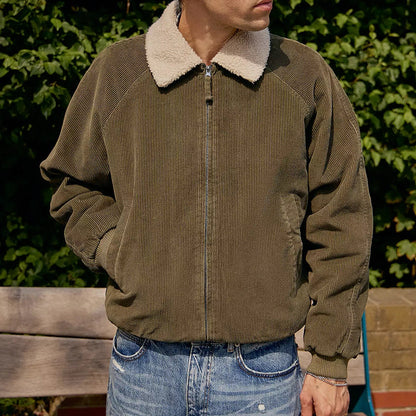 Herren Cordjacke Mit Abnehmbarem Kragen Modern