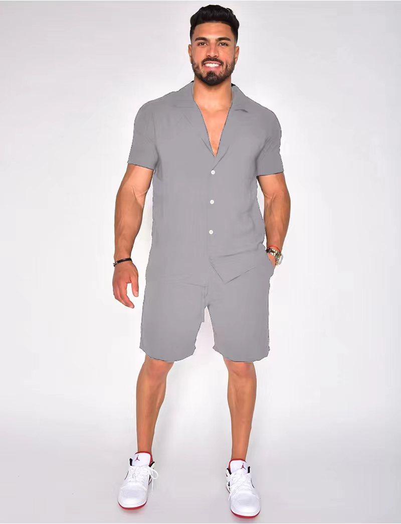 Herren Hemd Kurzarm Button Down Modern Set