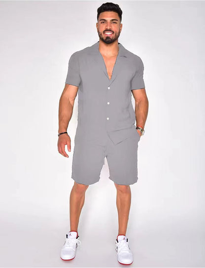 Herren Hemd Kurzarm Button Down Modern Set