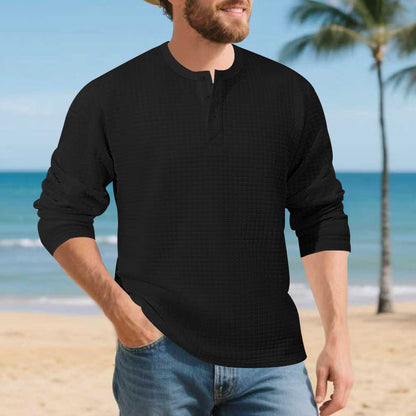 Herren Langarmshirt Elegantes mit Knöpfen und Struktur