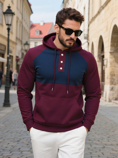Herren Hoodie Kontrastdesign Modern Streetwear Style