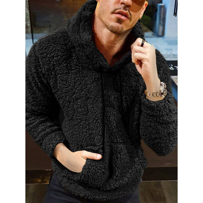 Herren Fleece Hoodie Warm Kuschelig Grau