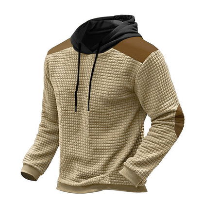 Herren Kapuzenpullover Strukturiert Kontrast Details Modern