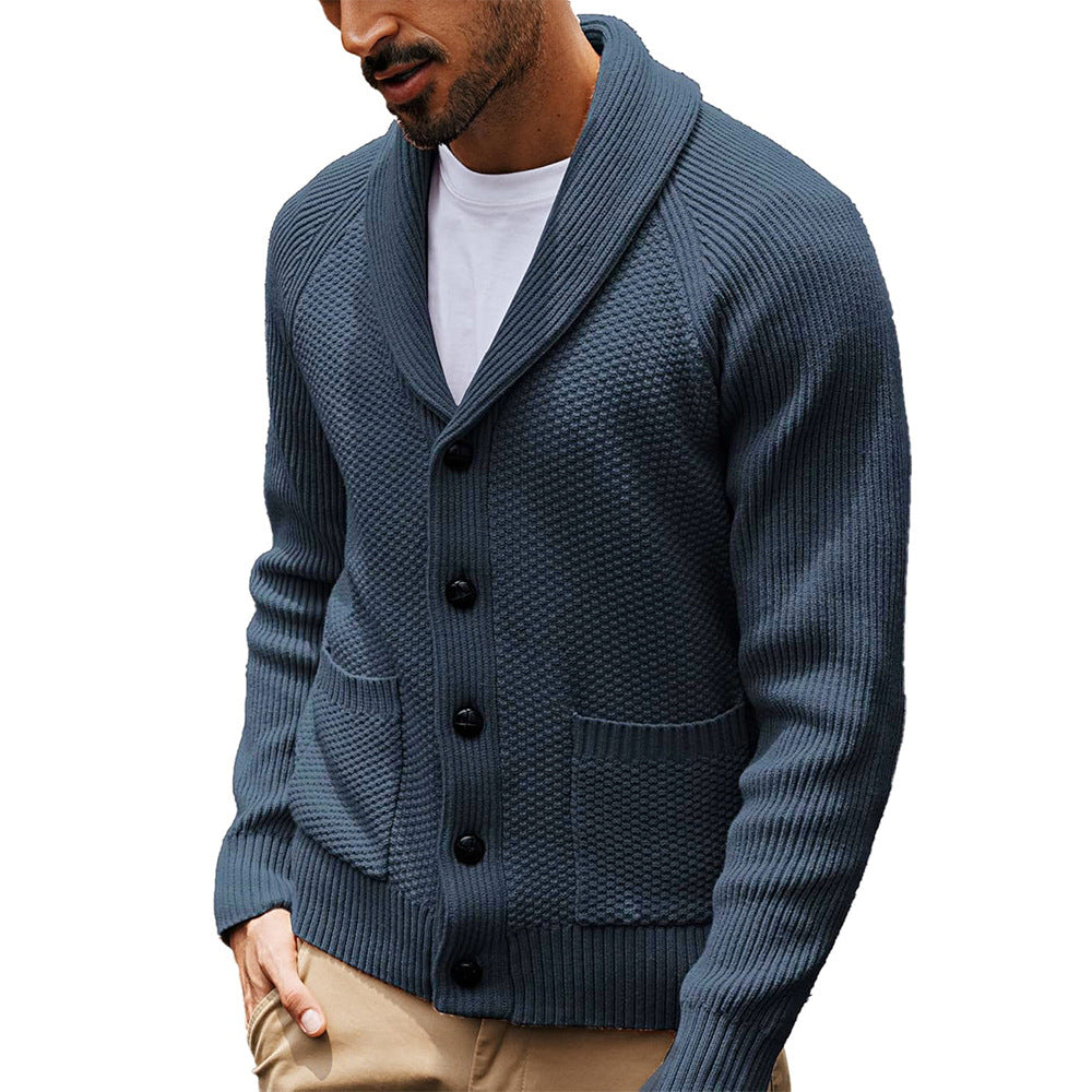 Herren Strickjacke Strukturiert Schalkragen Modern
