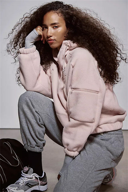 Damen Fleecejacke Oversized Kragen Modern Trendig