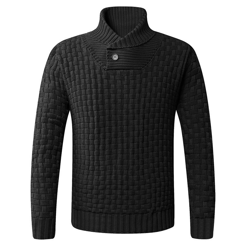 Herren Strickpullover Modern Schalkragen Knopf Detail Eleganz