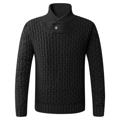 Herren Strickpullover Modern Schalkragen Knopf Detail Eleganz