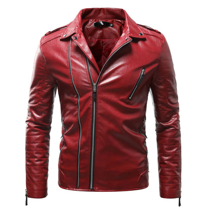 Leder Bikerjacke Herren Schwarz mit Reißverschluss