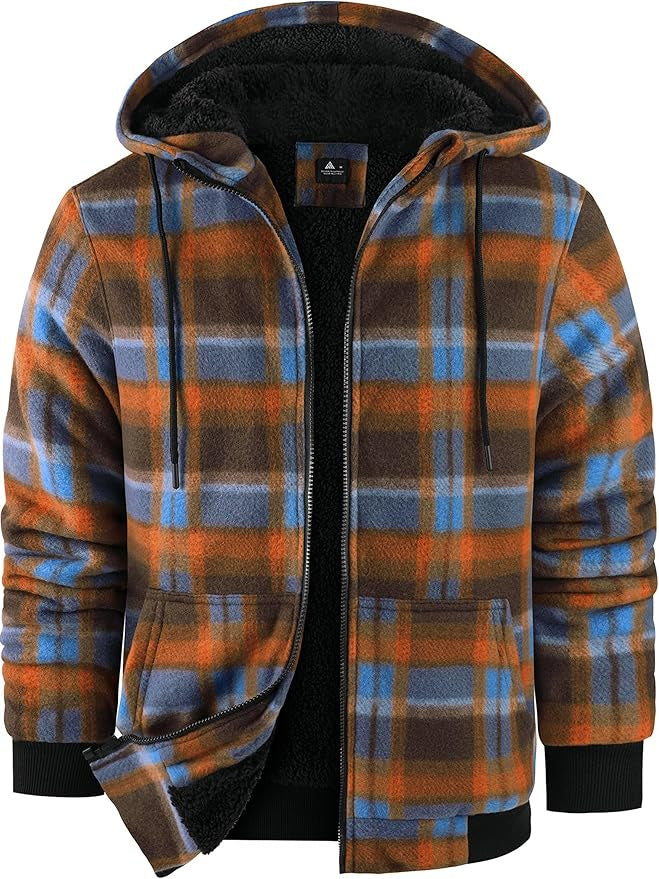 Herren Fleecejacke Karomuster Kuschelig Warm