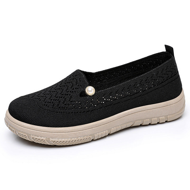 Damen Slip-On Schuhe Elegantes Design Perlenschmuck
