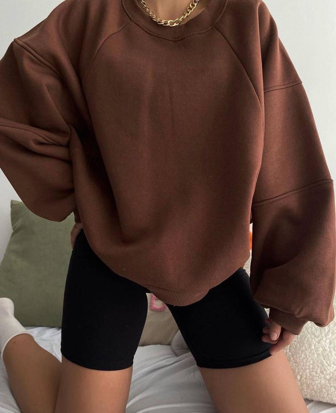Damen Sweatshirt Oversized Große Ärmel Komfortabel