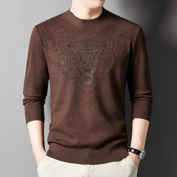 Herren Pullover Löwenmotiv Glamour Strick
