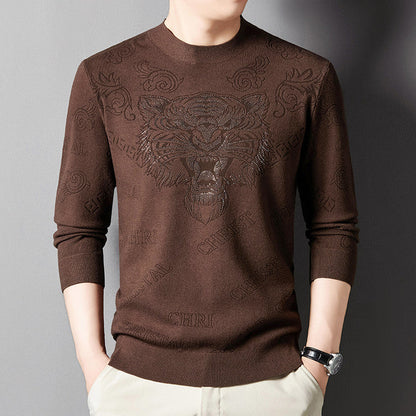 Herren Pullover Löwenmotiv Glamour Strick