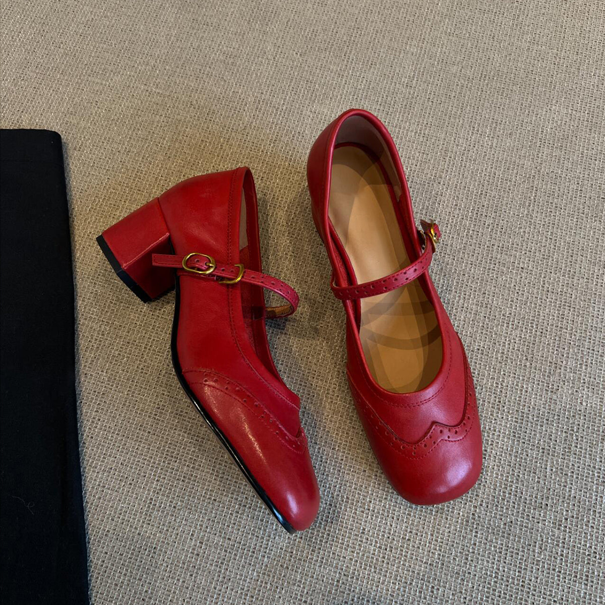 Damen Mary Janes Schuhe Elegante Riemen Ledersohle