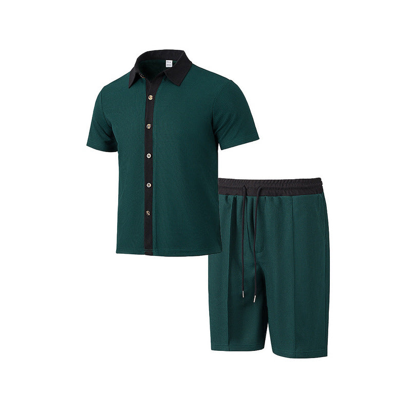 Herren Freizeit Set Kurzarmhemd mit Shorts Modern