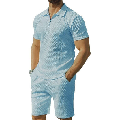 Herren Sportset Kurzarm mit Reißverschluss Modern