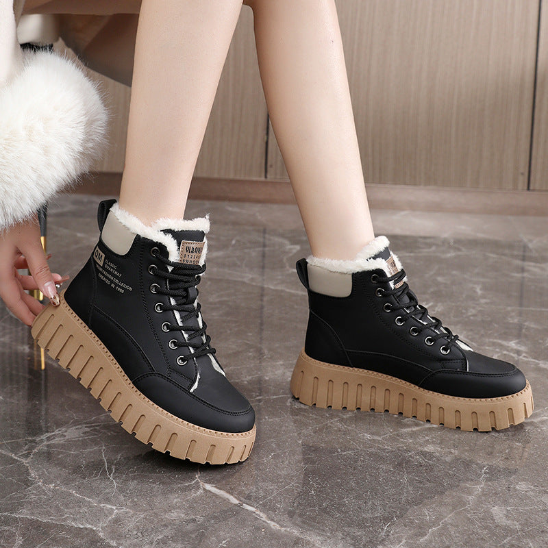 Damen Winterboots Schnürboots Flauschig Warm