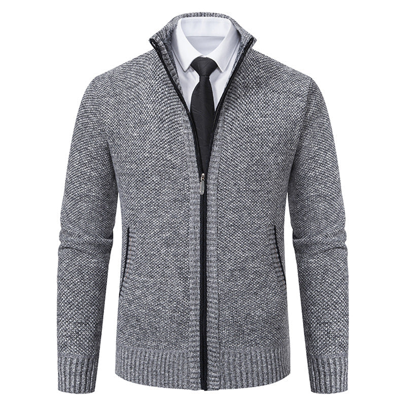 Herren Strickjacke Elegante Hochkragen Reißverschluss