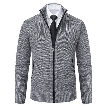 Herren Strickjacke Elegante Hochkragen Reißverschluss