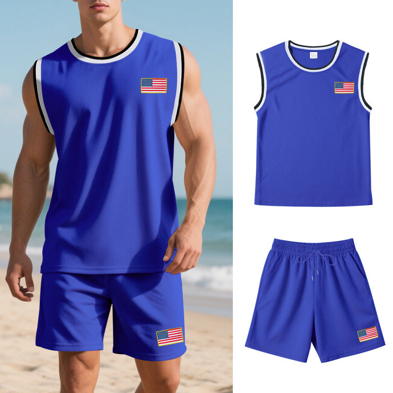 Herren Sportanzug Ärmellos Kurz ShortsFitness