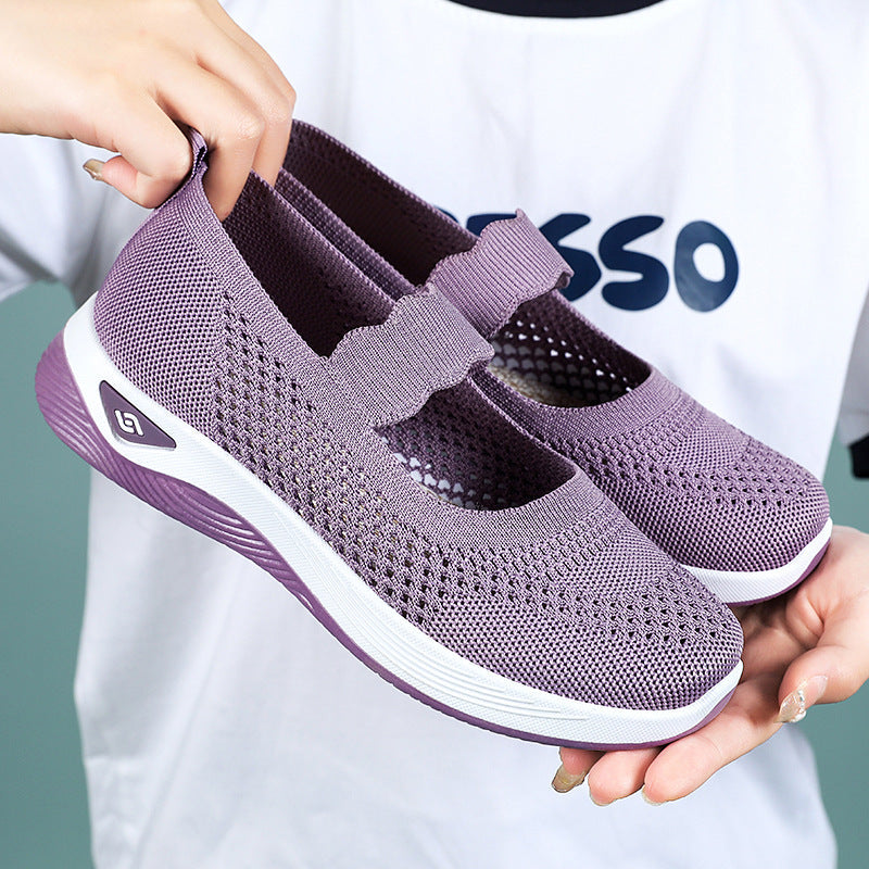 Damen Sportschuhe Atmungsaktiv Slip-On elastisch Schwarz