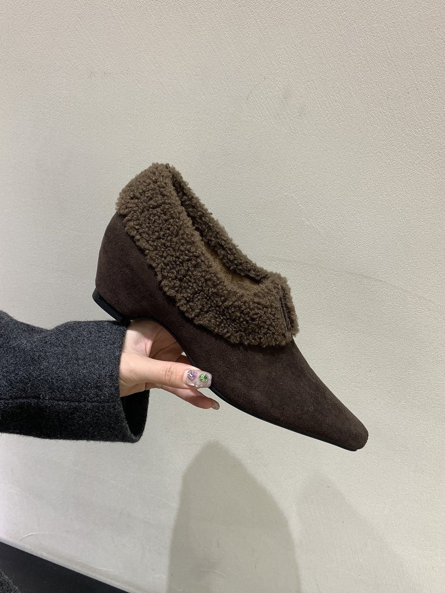 Damen Stiefeletten Kunstfell Kragen Elegante Winterstiefel