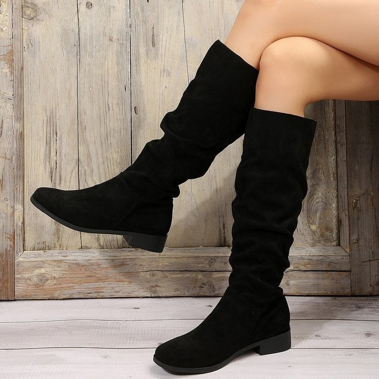 Damen Stiefel Weiches Wildleder Imitat Schuhe Mode