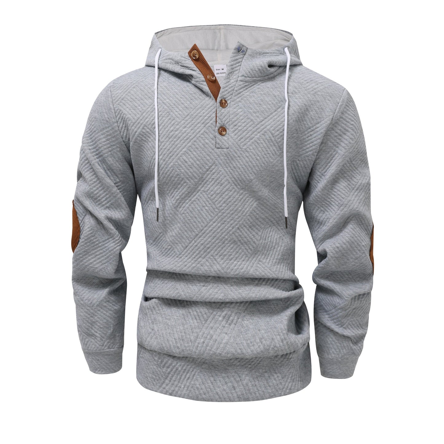 Herren Kapuzenpullover Modern mit Struktur und Knöpfen
