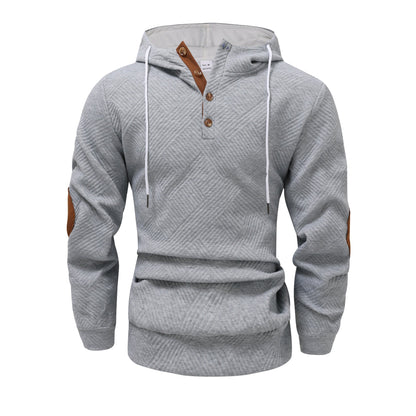 Herren Kapuzenpullover Modern mit Struktur und Knöpfen