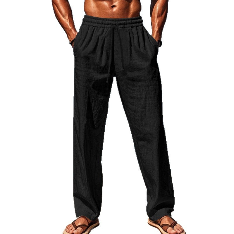 Herren Leinenhose Bequem Elastisch Atmungsaktiv Sommer