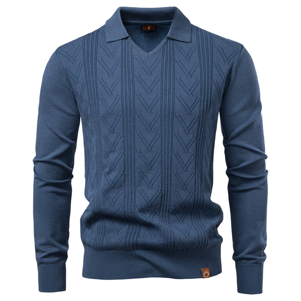 Herren Pullover V-Ausschnitt Struktur Optik Modern - BerlinGlamour