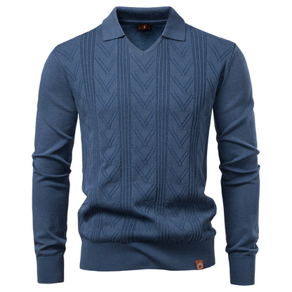 Herren Pullover V-Ausschnitt Struktur Optik Modern - BerlinGlamour