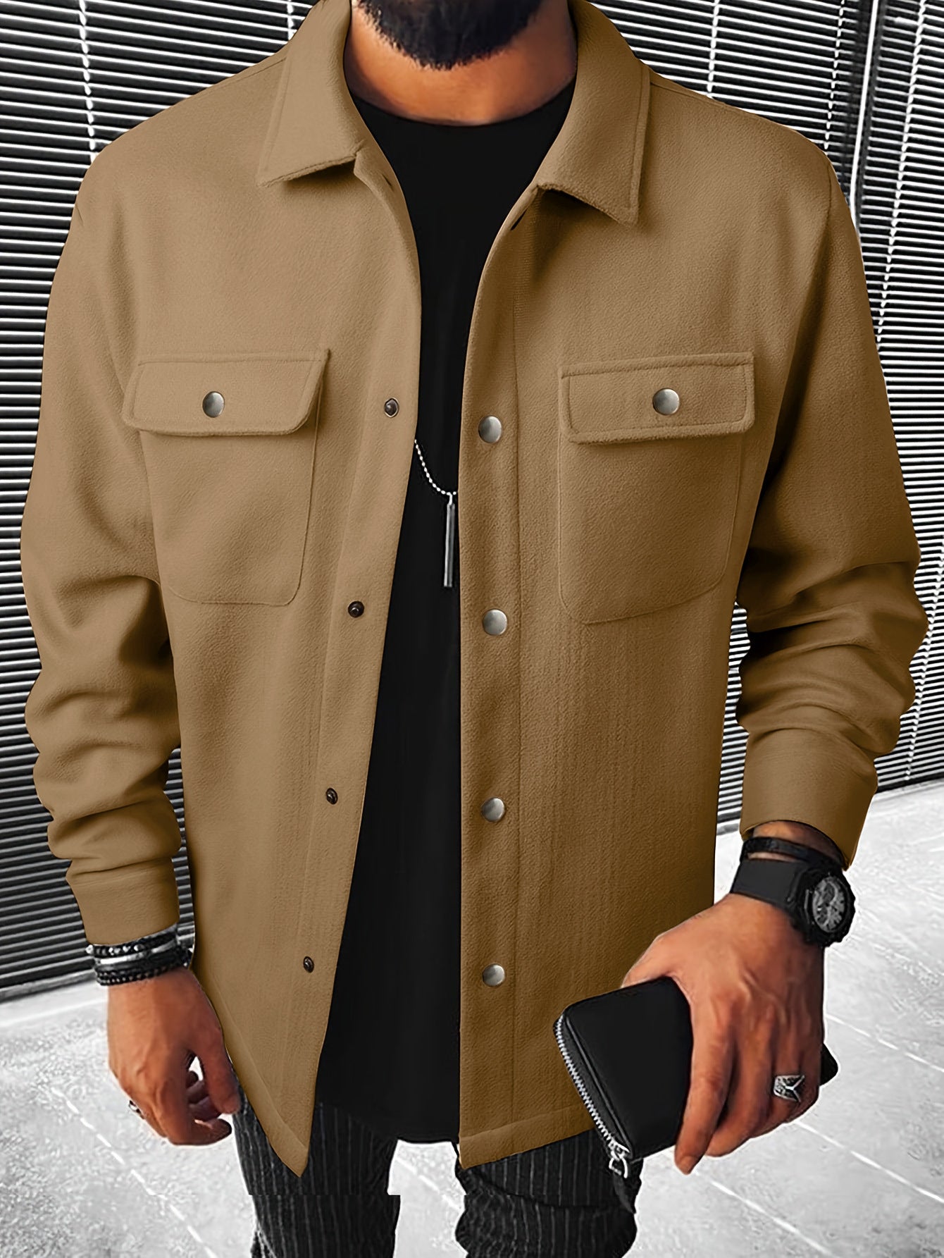 Herren Jacke Modern Stilvoll Outerwear Schwarz