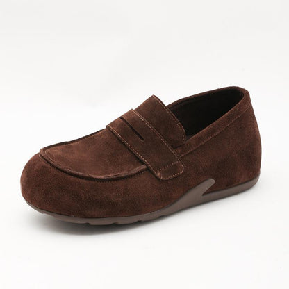 Damen Mokassins Wildleder Weich Bequem Verstellbar