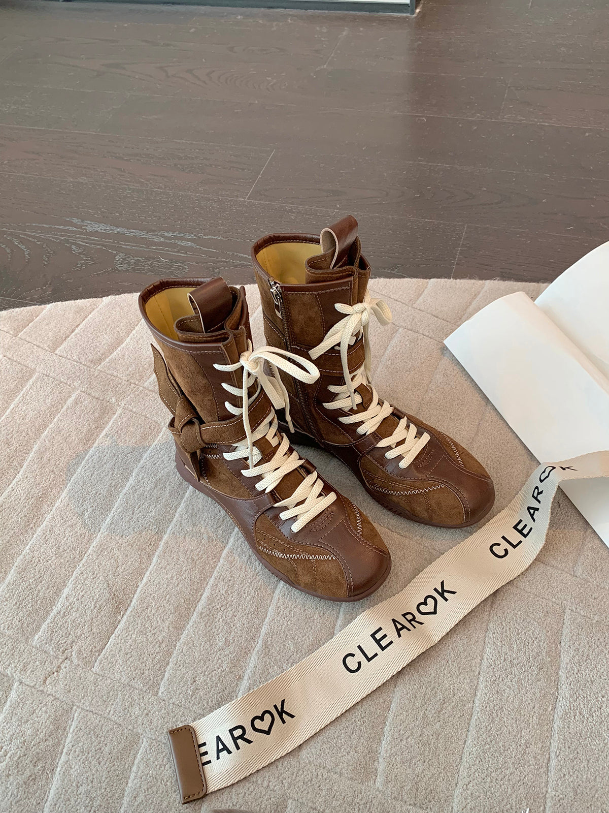 Damen Stiefel High-Top Schnürstiefel Luxus Innenfutter