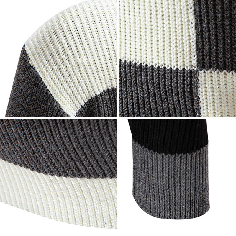 Herren Rollkragenpullover Struktur Karomuster Modern