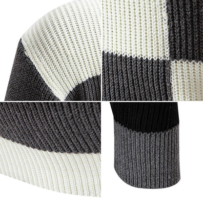 Herren Rollkragenpullover Struktur Karomuster Modern
