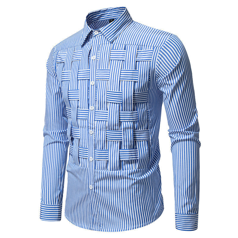 Herren Langarmhemd Streifenmuster Modern Slim Fit